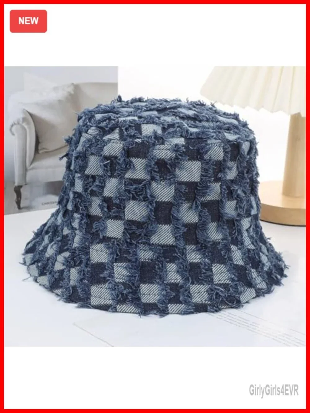 Vintage Wash Cotton Bucket Hat Checkerboard Fishermen Sun Cap